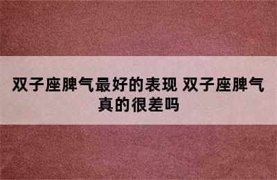 双子座脾气最好的表现 双子座脾气真的很差吗